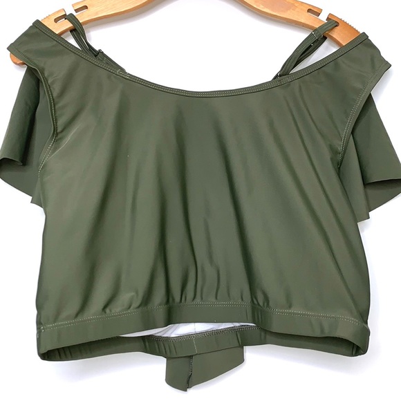 NEW SOVIYONTER Olive Ruffle High Waisted Swimsuit Bikini Set Bathing XL - Picture 3 of 9